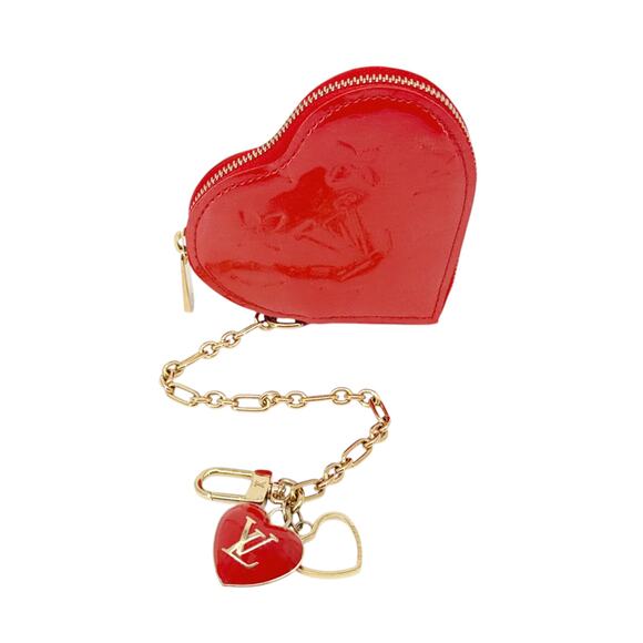 LOUIS VUITTON Vernis Heart Coin Purse Orange Sunset